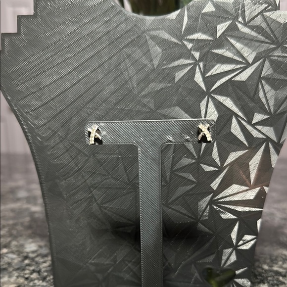 Silver X Bling Earrings Stud X - Picture 1 of 4